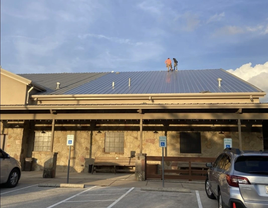 A commercial roof installation near Killeen, Texas.
